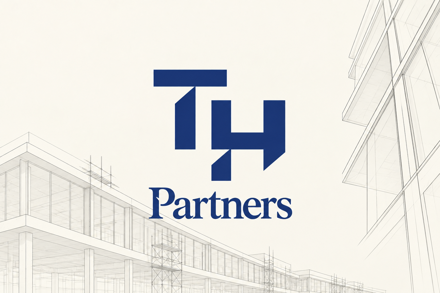 TH Partners brand artwork with architectural line drawings